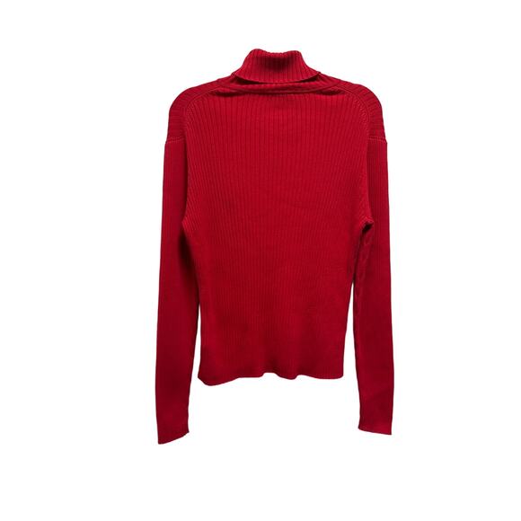 Pendleton Ribbed Knit Long Sleeve Turtle Neck Red Cotton Sweater Size XL - Picture 3 of 6